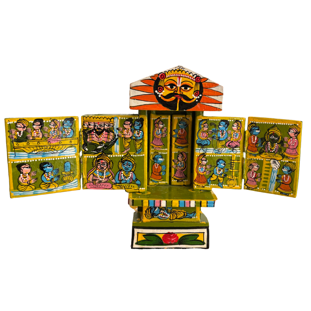 Rajasthani Kaavad Art| Ram Krishna Leela | 7 inches |Green Colour