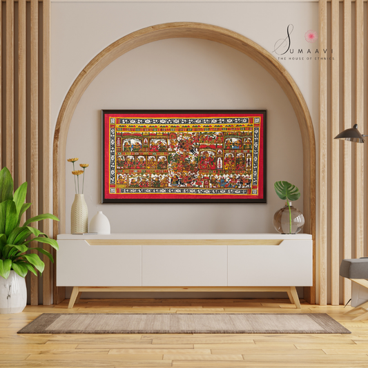 Phad Painting from Rajasthan | Handpainted | Natural Colors | 36 x 18 inch