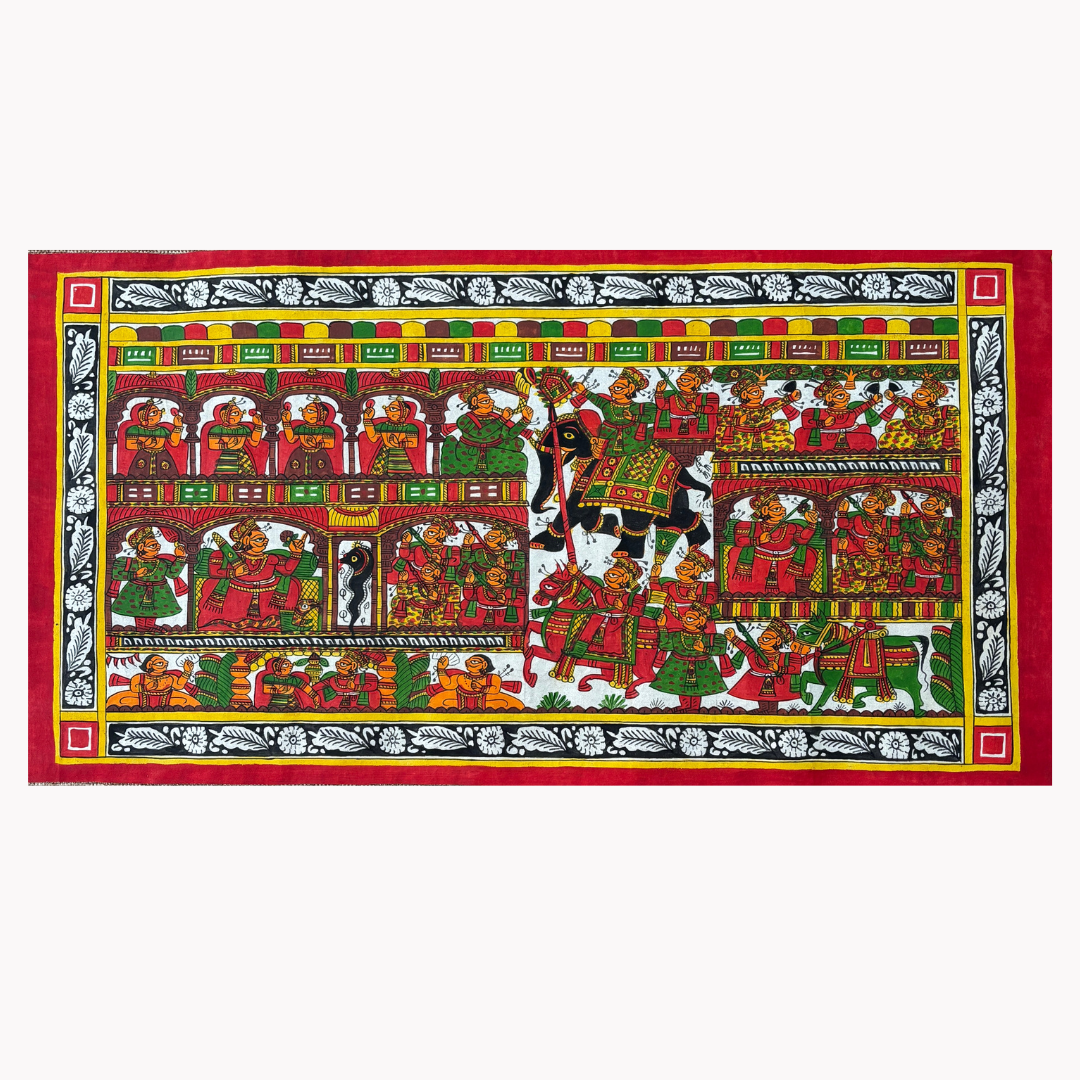 Phad Painting from Rajasthan | Handpainted | Natural Colors | 29 x 15 inch