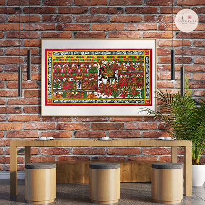 Phad Painting from Rajasthan | Handpainted | Natural Colors | 29 x 15 inch