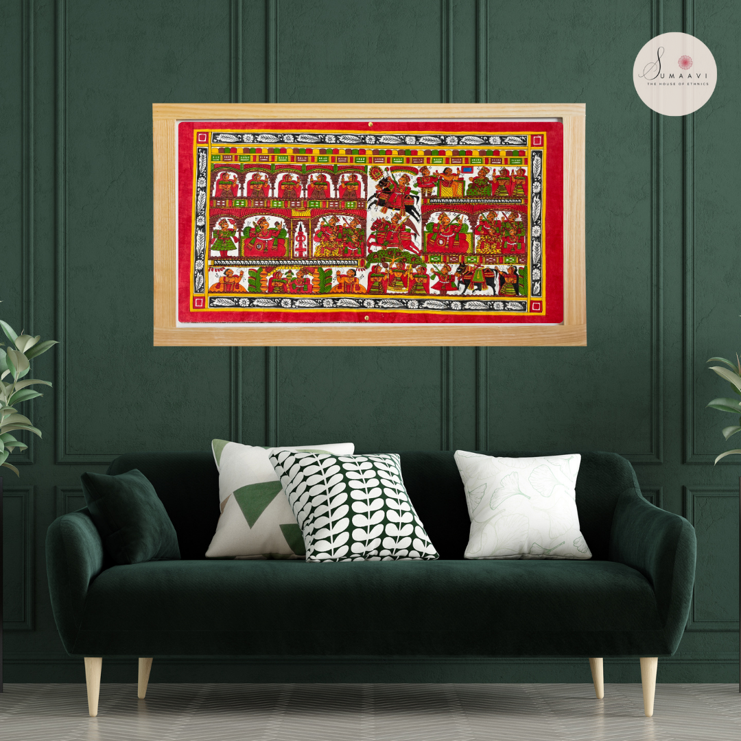 Phad Painting from Rajasthan | Handpainted | Natural Colors | 35 x 18 inch