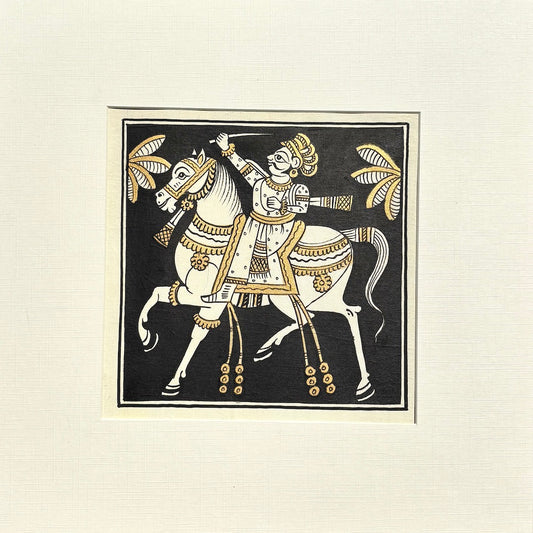 Phad Painting from Rajasthan | Handpainted | Natural Colors | Black | 5.5 x 5.5 inch