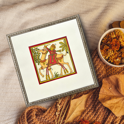Phad Painting from Rajasthan | Handpainted | Natural Colors | Multicolour | 5.5 x 5.5 inch