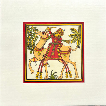 Phad Painting from Rajasthan | Handpainted | Natural Colors | Multicolour | 5.5 x 5.5 inch