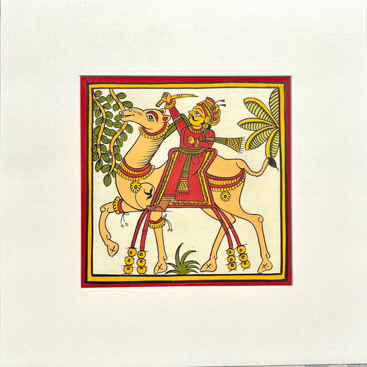 Phad Painting from Rajasthan | Handpainted | Natural Colors | Multicolour | 5.5 x 5.5 inch