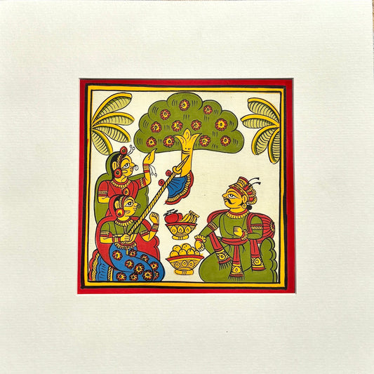 Phad Painting from Rajasthan | Handpainted | Natural Colors | Multicolour | 5.5 x 5.5 inch