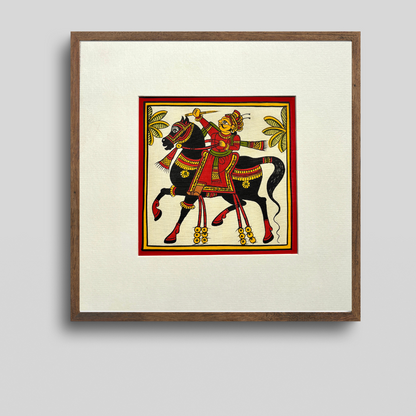 Phad Painting from Rajasthan | Handpainted | Natural Colors | Multicolour | 5.5 x 5.5 inch