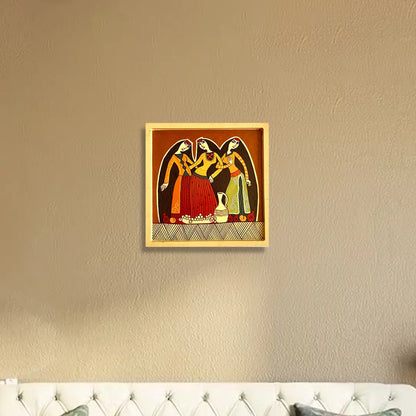 Handpainted Wall Plate-Square-Three Women