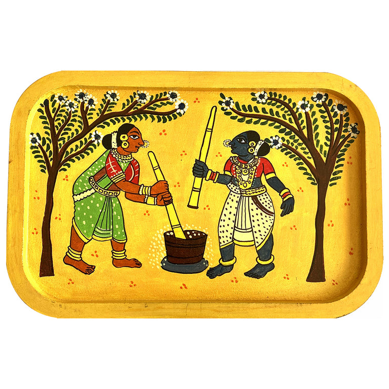 Handpainted Wall Plate-Rectangular-Village women