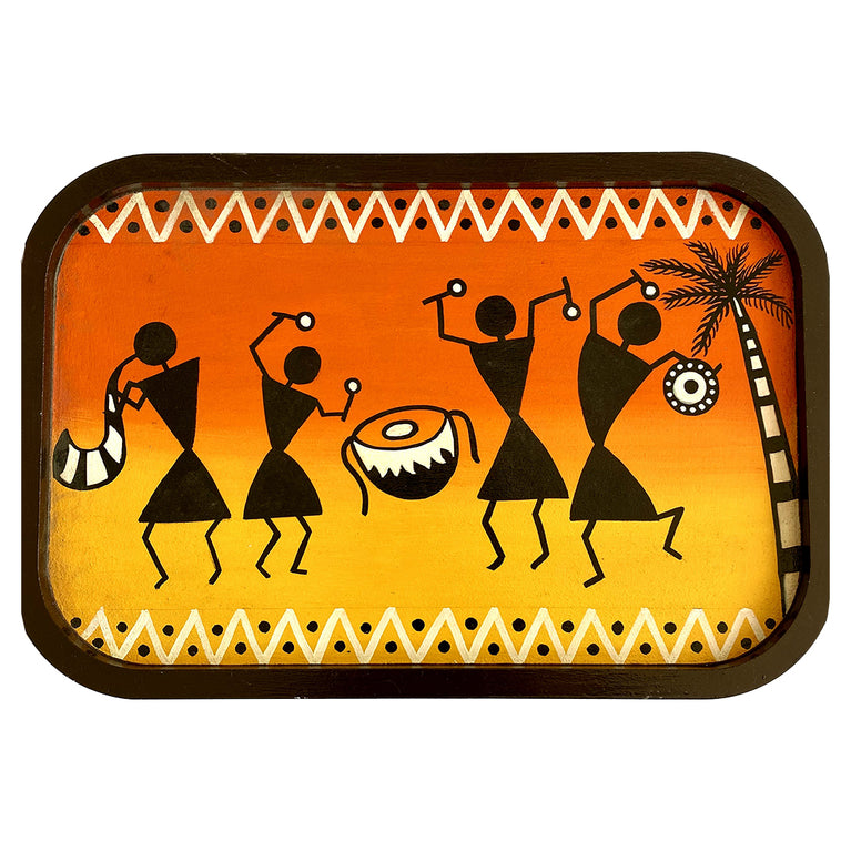 Handpainted Wooden Wall Plate & Tray - Warli Art