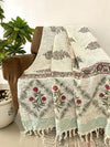 Hand Blockprinted Cotton Sofa Throws - Pink & Green Floral