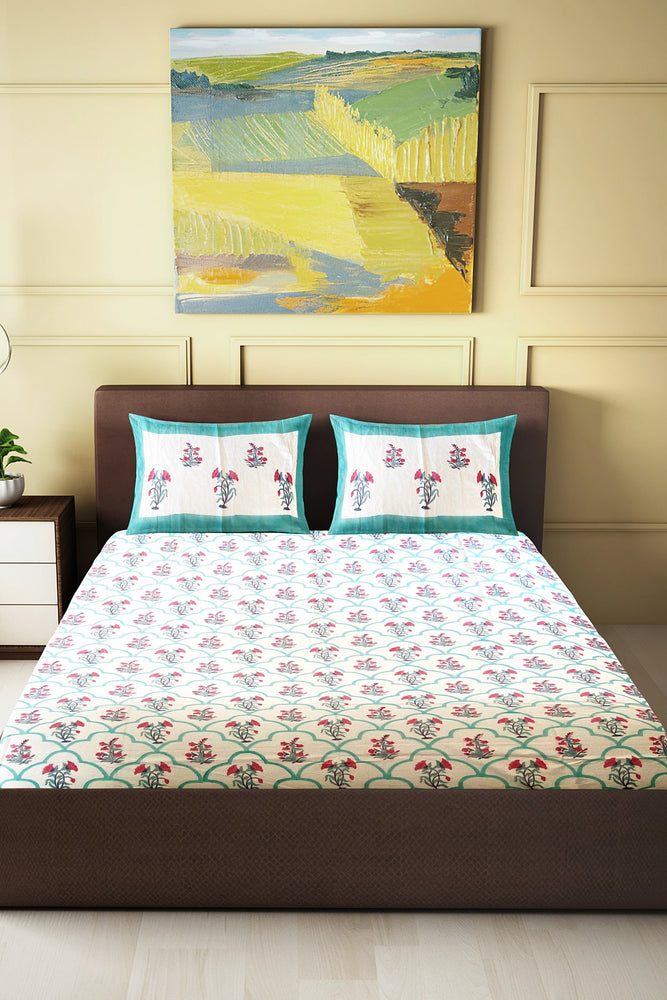 Hand Blockprinted Cotton Double Bedsheet With Pillow Covers