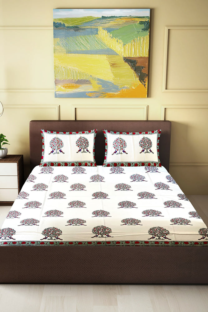 Hand Blockprinted Cotton Double Bedsheet With Pillow Covers