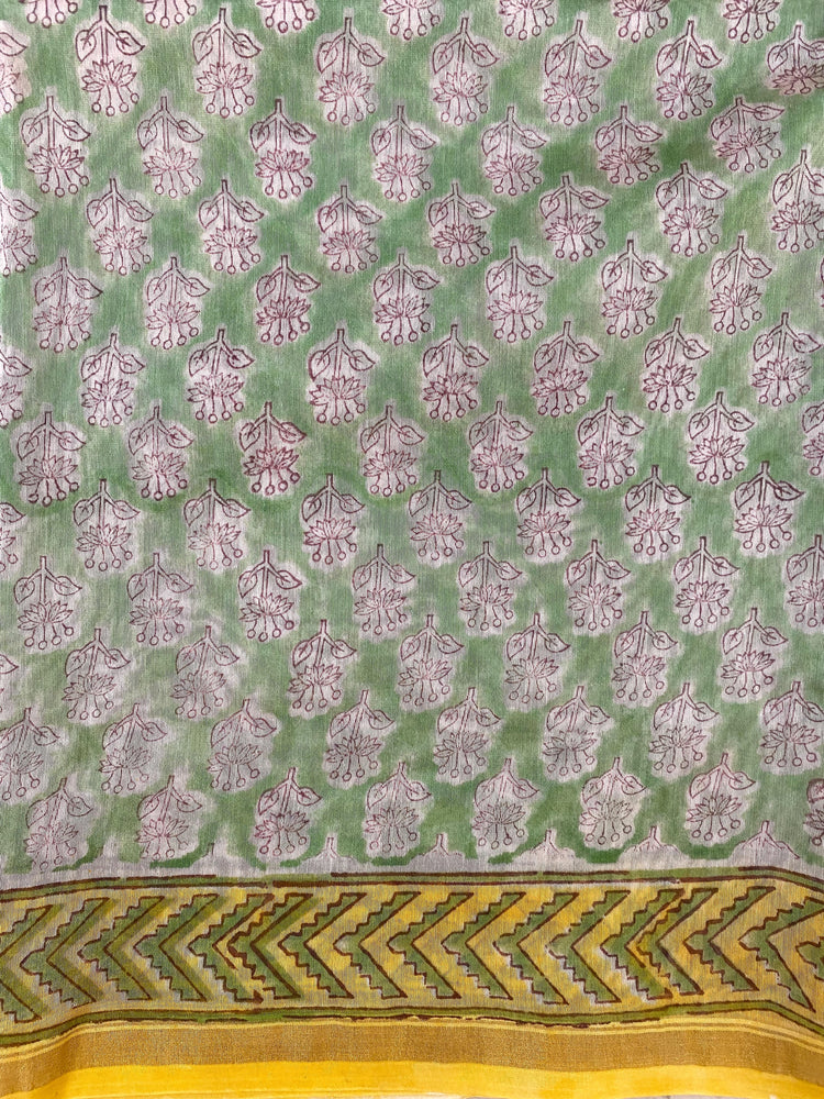 Hand Blockprinted Chanderi Silk Saree