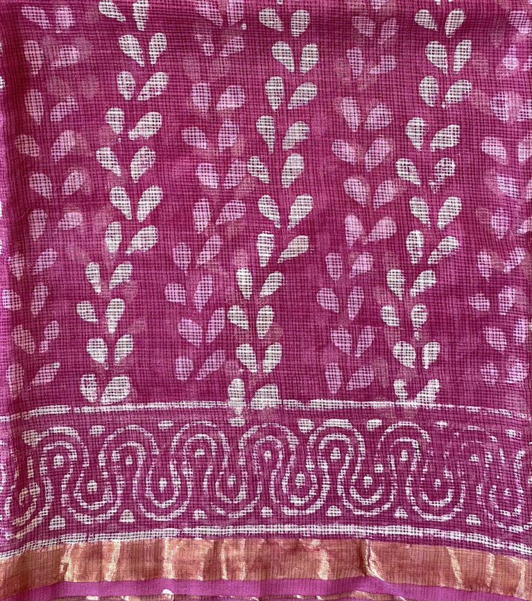 Hand Blockprinted Kota Doriya Saree