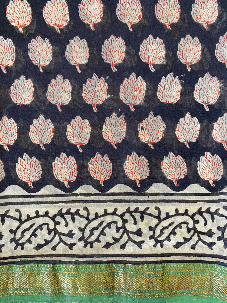 Hand Blockprinted Maheshwari Saree