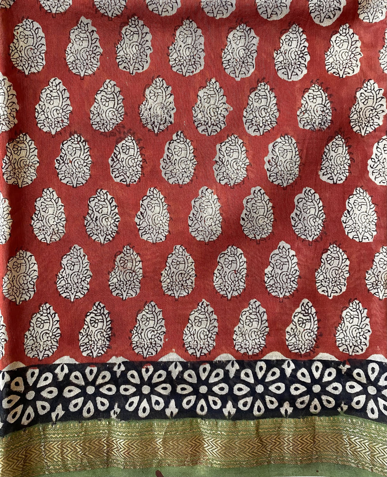 Hand Blockprinted Maheshwari Saree