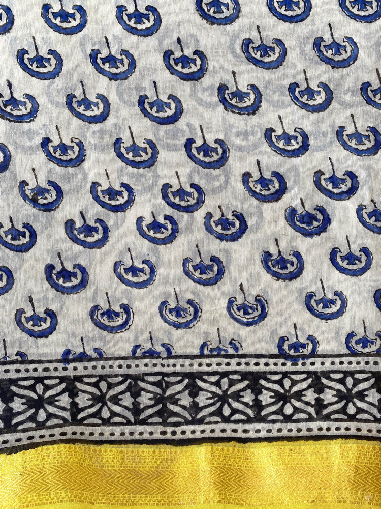 Hand Blockprinted Maheshwari Saree