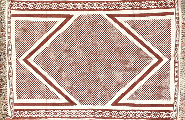 Printed Terracotta Brown Rug