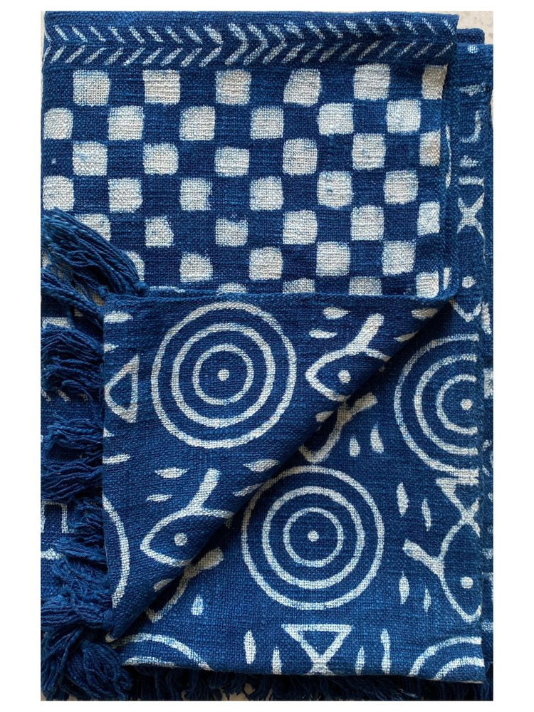 Block printed Cotton Sofa Throws -  Indigo