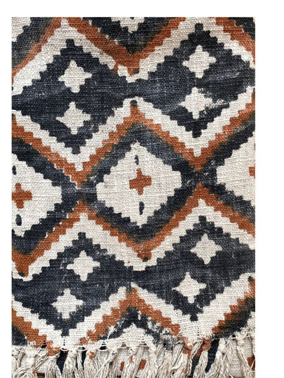 Block printed Cotton Sofa Throws-Zigzag pattern