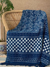 Hand blockprinted Cotton Sofa Throws-Indigo