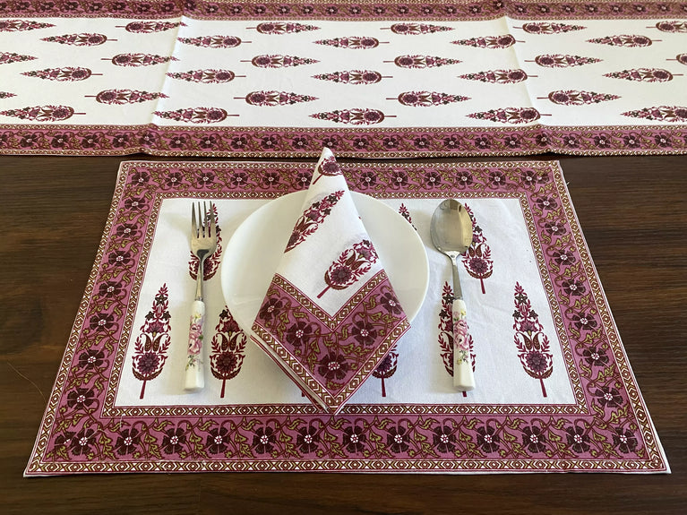 Hand Blockprinted Dining mats Napkin Runner set