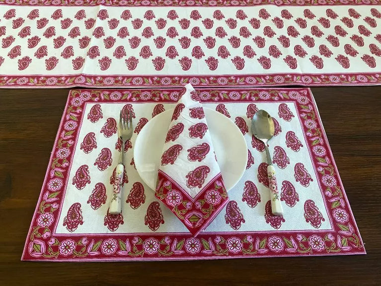 Hand Blockprinted Dining mats Napkin Runner set