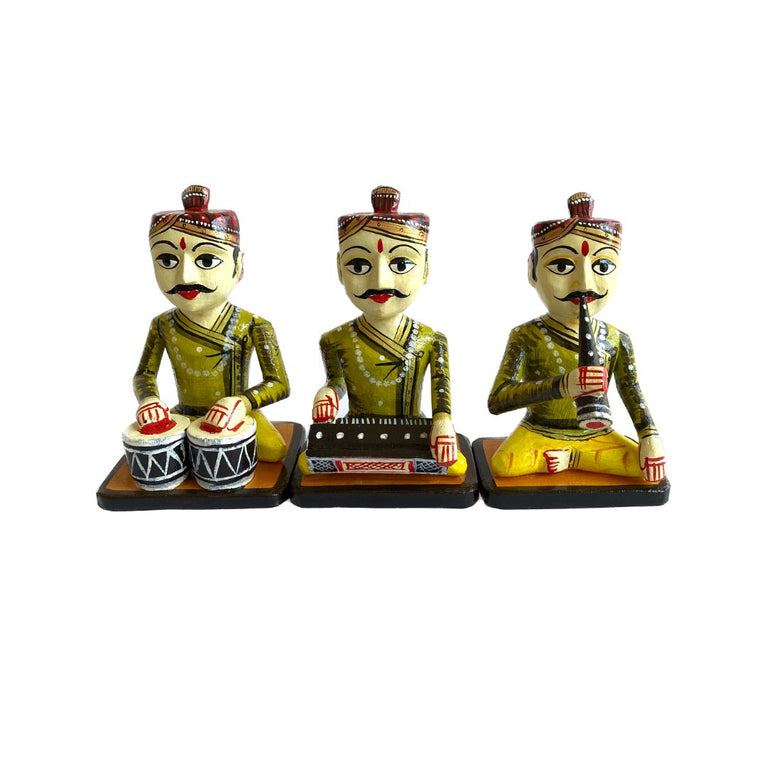 Handpainted wooden musician set from Bassi Chittorgarh