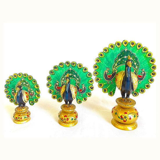 Buy Online Hand painted wooden peacocks