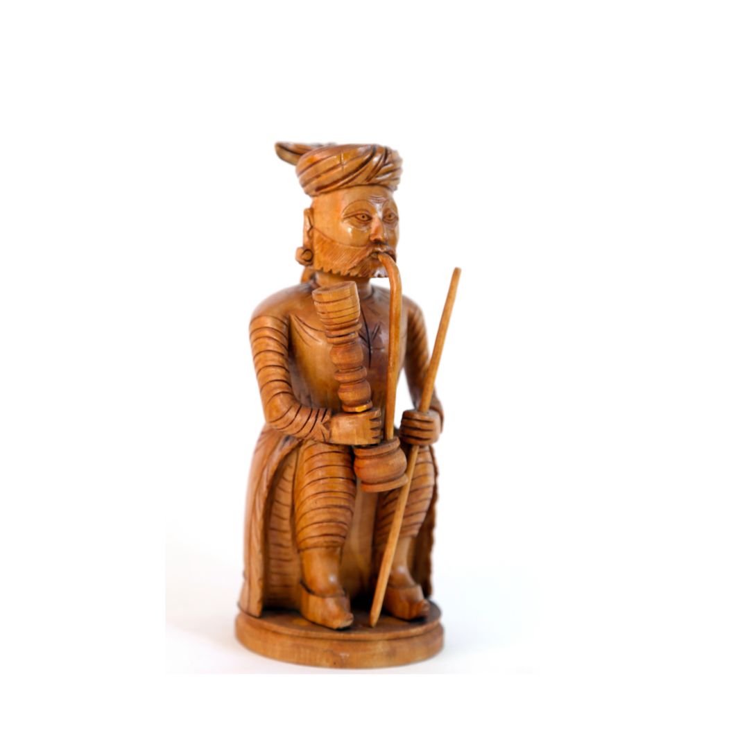 Wooden hand carved statue of Hookahman