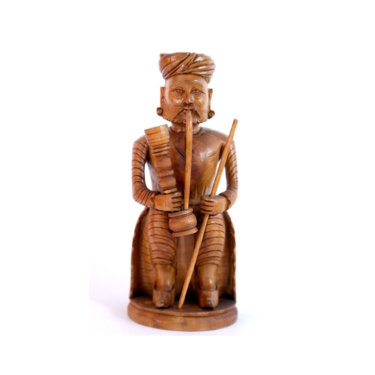 Wooden hand carved statue of Hookahman