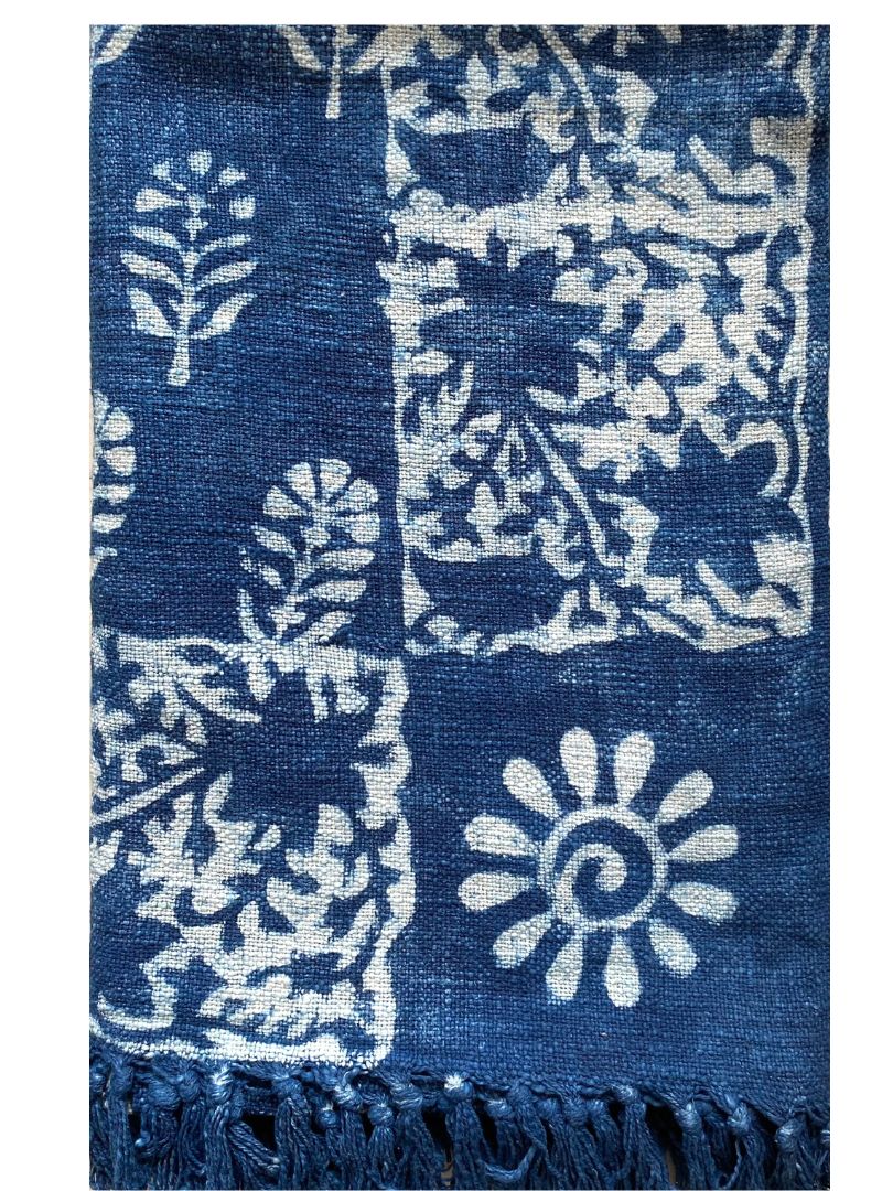 Ethnic Cotton Sofa Throws-Indigo