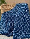 Hand blockprinted Cotton Sofa Throws-Indigo