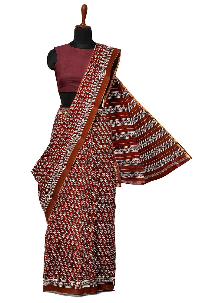 Hand Blockprinted Chanderi Silk Saree