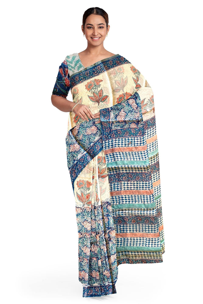 Hand Blockprinted Chanderi Silk Saree