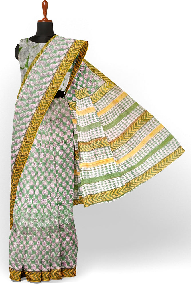 Hand Blockprinted Chanderi Silk Saree