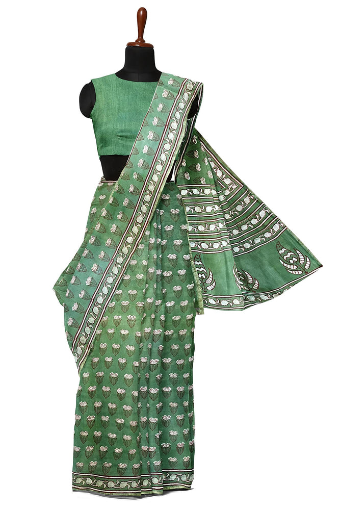 Hand Blockprinted Chanderi Silk Saree