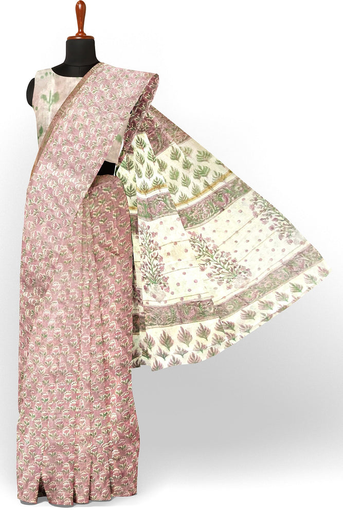 Hand Blockprinted Chanderi Silk Saree