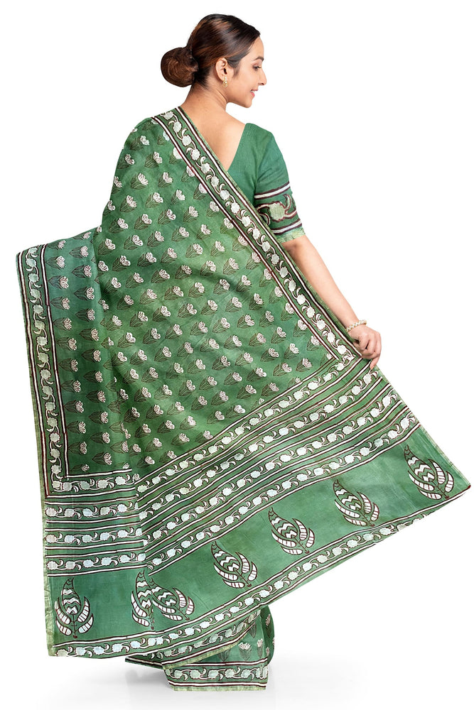 Hand Blockprinted Chanderi Silk Saree