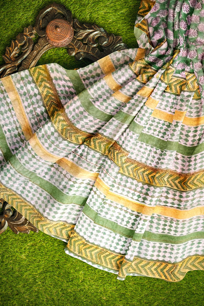 Hand Blockprinted Chanderi Silk Saree