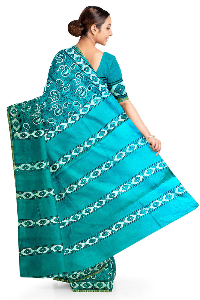 Hand Blockprinted Chanderi Silk Saree