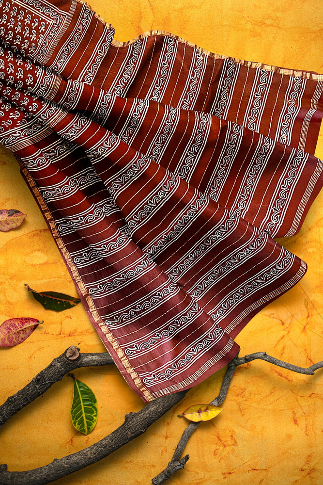 Hand Blockprinted Chanderi Silk Saree