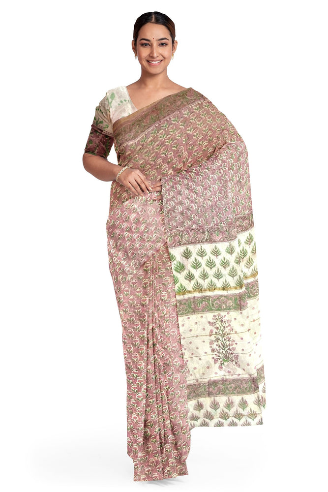 Hand Blockprinted Chanderi Silk Saree