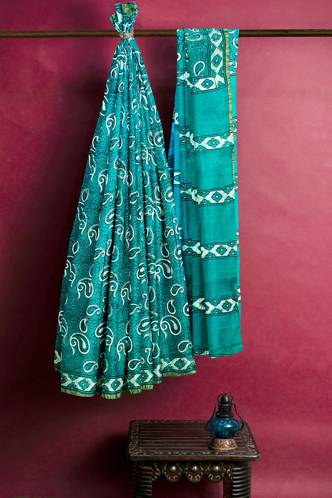 Hand Blockprinted Chanderi Silk Saree