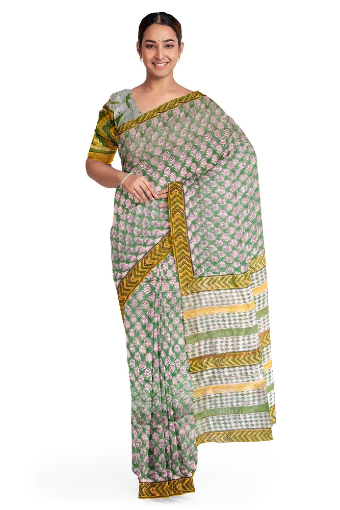 Hand Blockprinted Chanderi Silk Saree