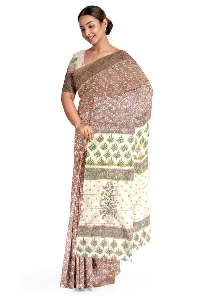 Hand Blockprinted Chanderi Silk Saree