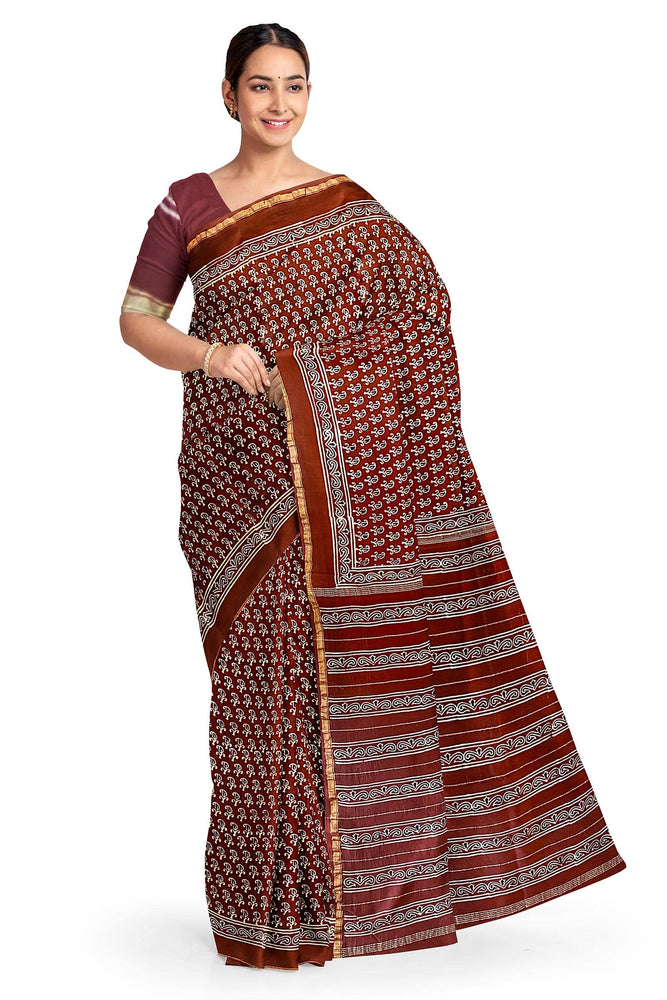 Hand Blockprinted Chanderi Silk Saree