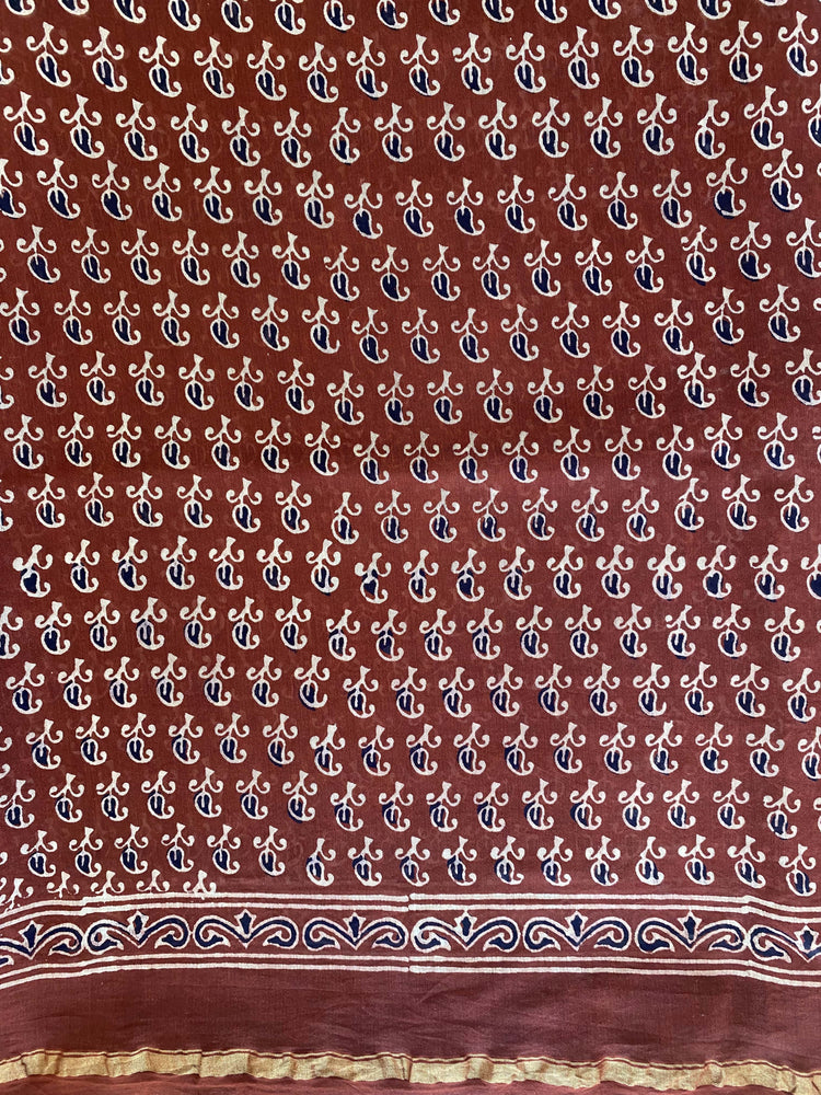 Hand Blockprinted Chanderi Silk Saree