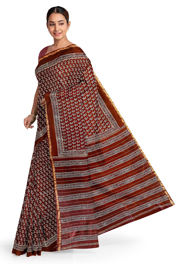 Hand Blockprinted Chanderi Silk Saree